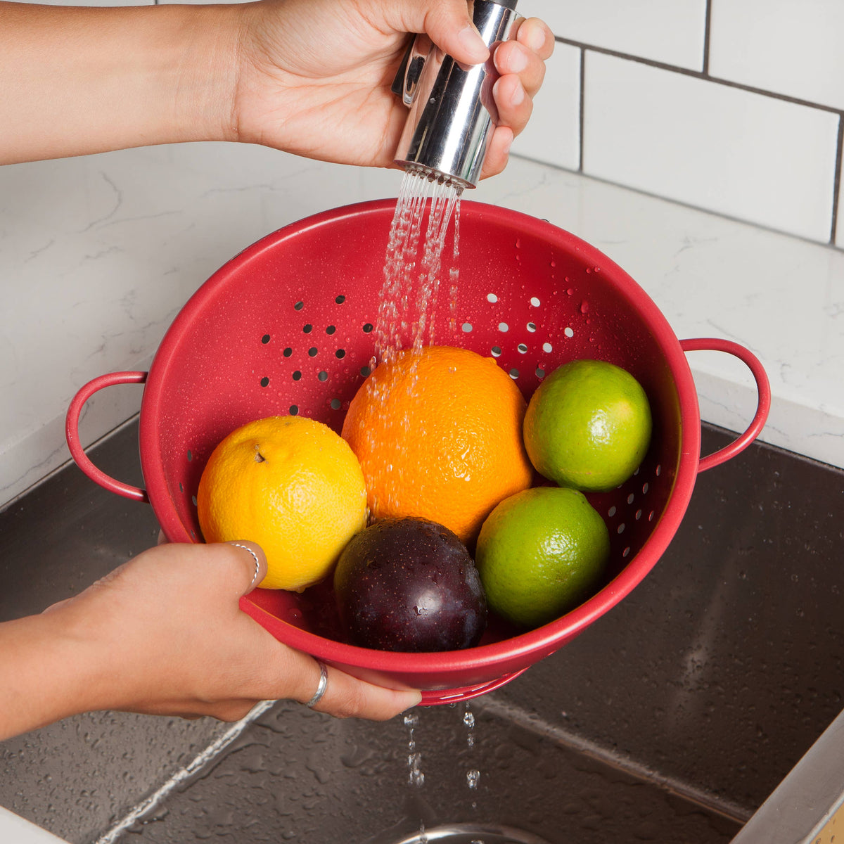 Open Colander Matte Steel Red Colander - Large – Southern Homestead Mercantile