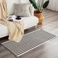 Black-Ivory Cotton Blend Classic Striped Rug