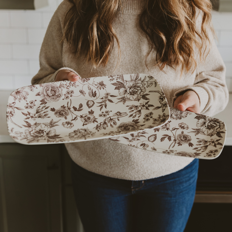 Brown Delft Stacking Trays - Set of 2