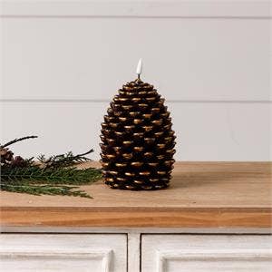LED Pinecone Candle With Glitter