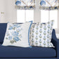 Amalthea Linen Block Print Pillow Cover in Blue