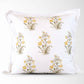 Lucy Hand Painted Block Print Floral Pillow Cover in Gold