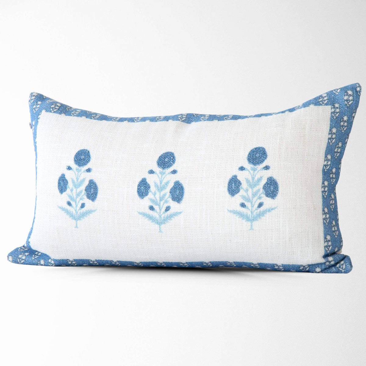 Seraphina Mughal Flower Pillow Cover in Blue