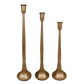 Gold Cast Iron Taper Candle Holders - Set of 3