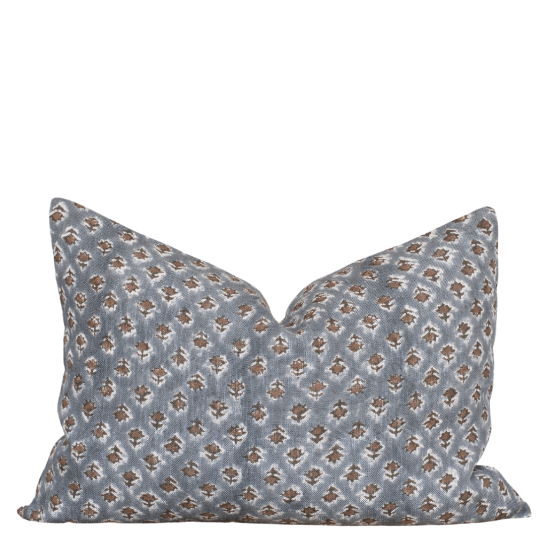 Aster Floral Block Printed Pillow Cover | Lumbar