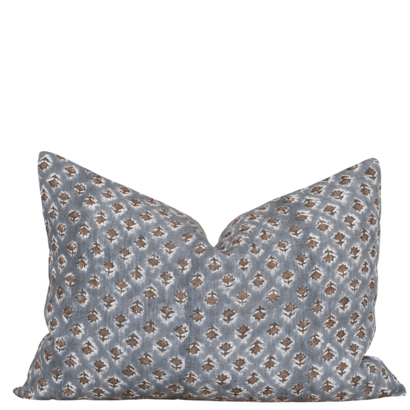 Aster Floral Block Printed Pillow Cover | Lumbar