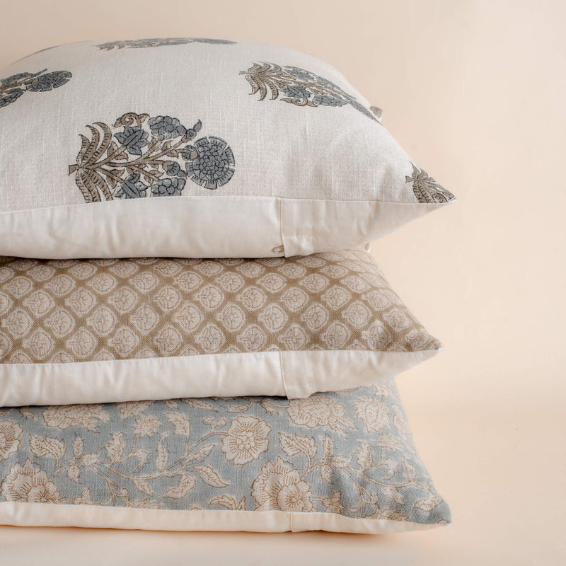 Ivy Floral Block Printed Pillow Cover