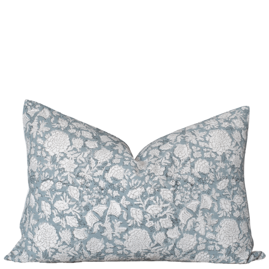 Chloe Floral Block Printed Lumbar Pillow Cover