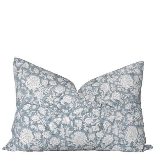 Chloe Floral Block Printed Lumbar Pillow Cover