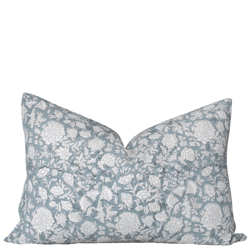 Chloe Floral Block Printed Lumbar Pillow Cover