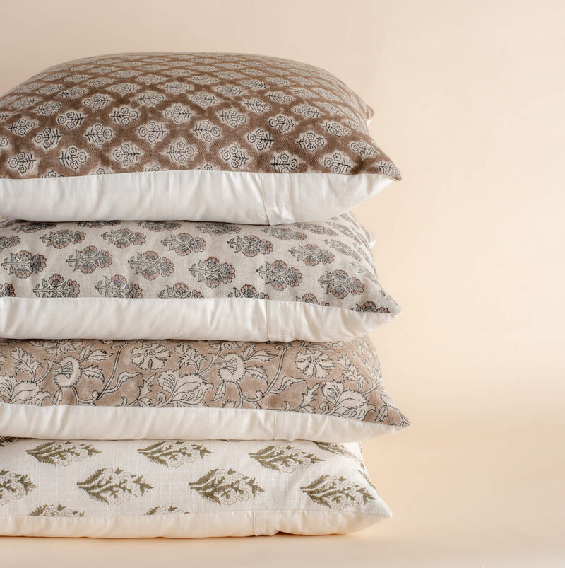 Rosalie Floral Block Printed Pillow Cover