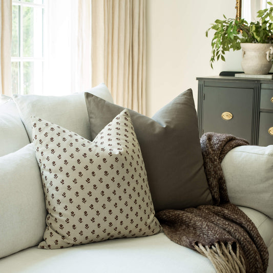 Pippa Brown Floral Pillow Cover