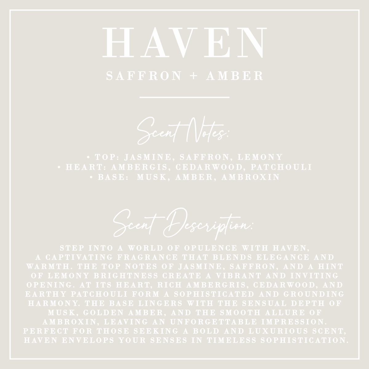 HAVEN | Saffron + Amber Candle