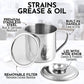 Bacon Grease Container With Strainer & Lid