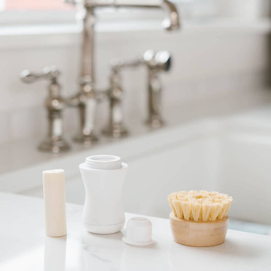 Reusable dish stick kit in kitchen sink setup