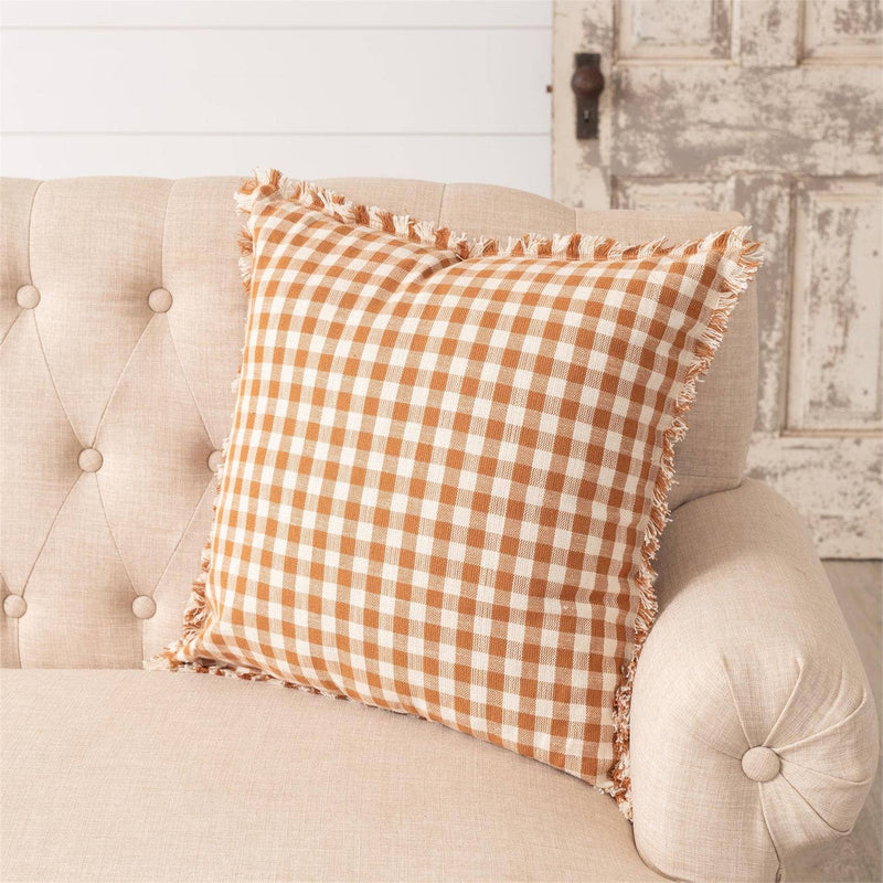 Rust and Cream Check Pillow
