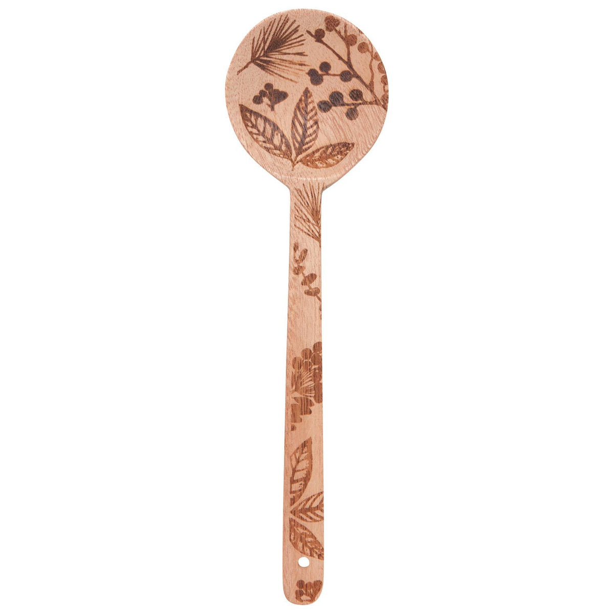 Winterberry Engraved Neem Wood Christmas Utensils Set
