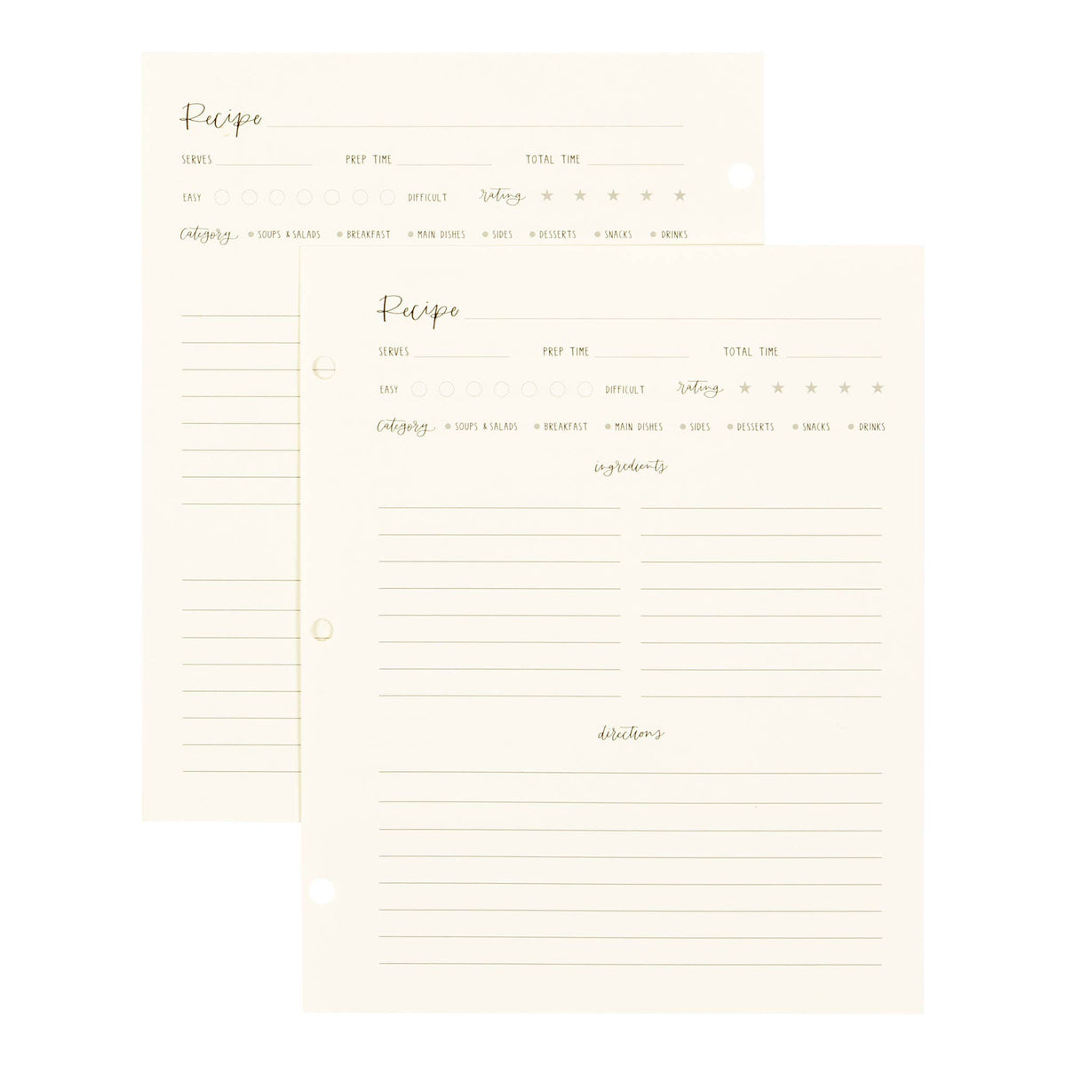 Petite Recipe Page Set