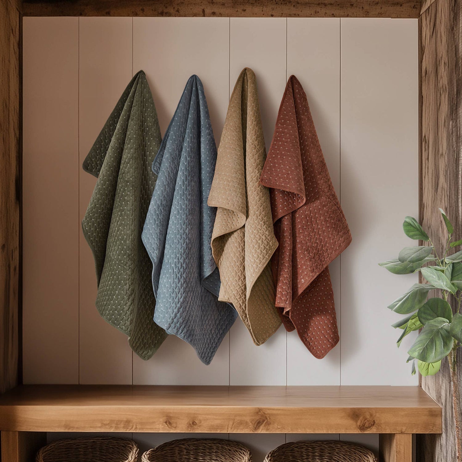 Velvet Stitch Quilted Throw Blanket
