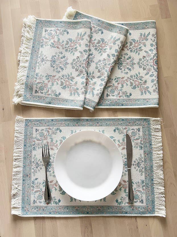 Antique Print Placemat - Blue