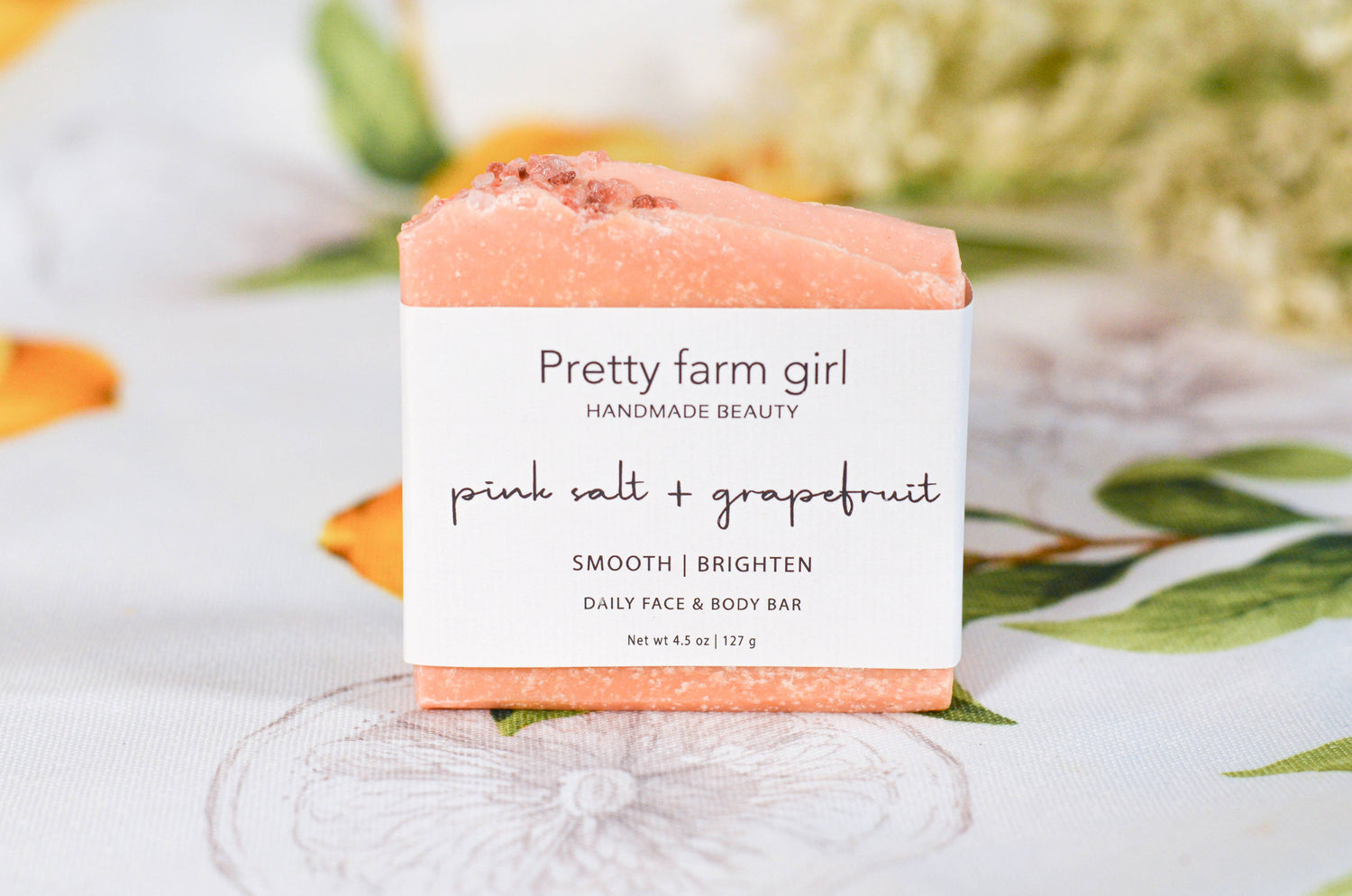 Pink Salt + Grapefruit Cleansing Bar Handmade Tallow and Goat Milk Soap Bar