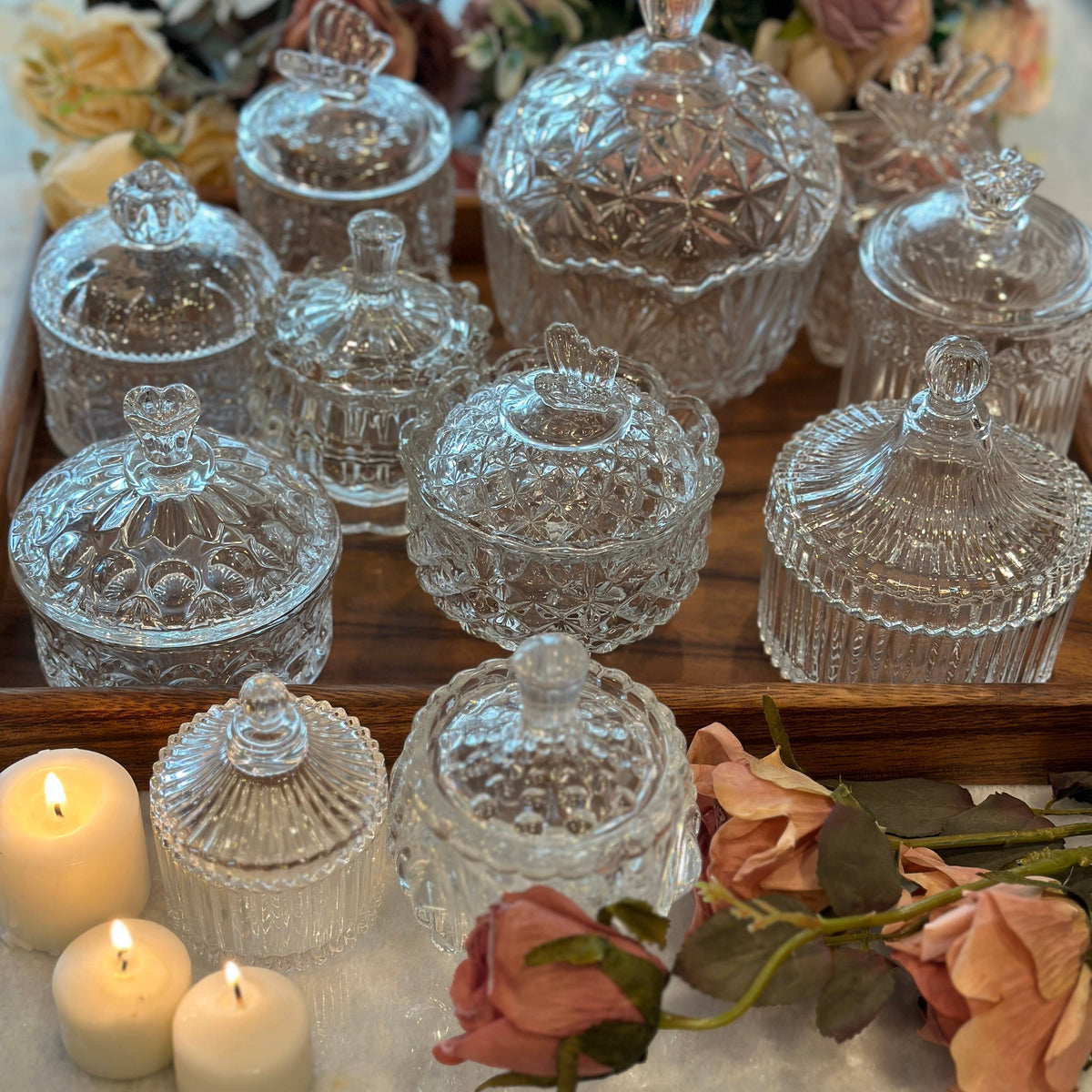 Vintage Butterfly Square Glass Jar