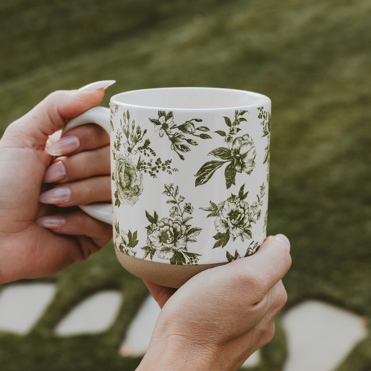 Green Delft Coffee Mug - Stoneware