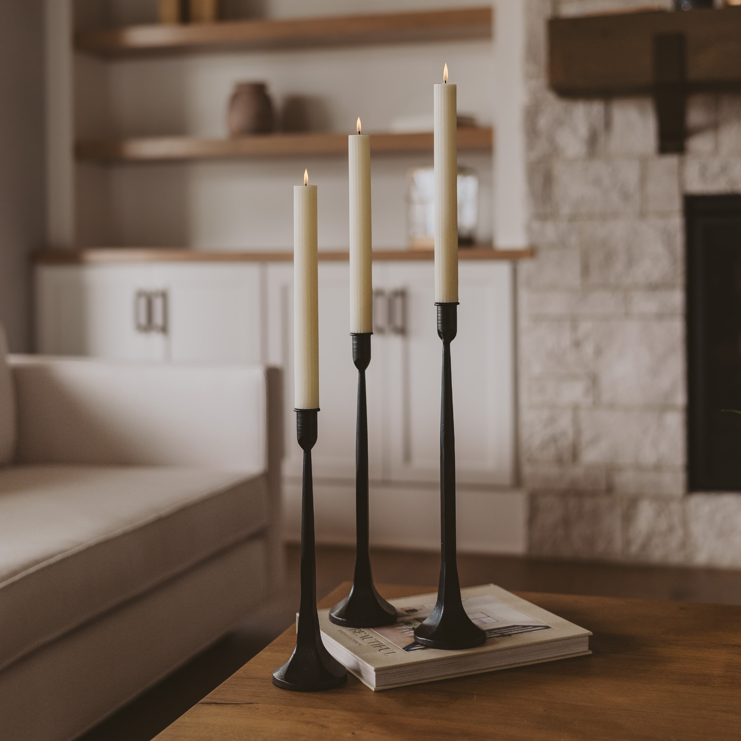 Cast Iron Taper Candle Holders - Set of 3