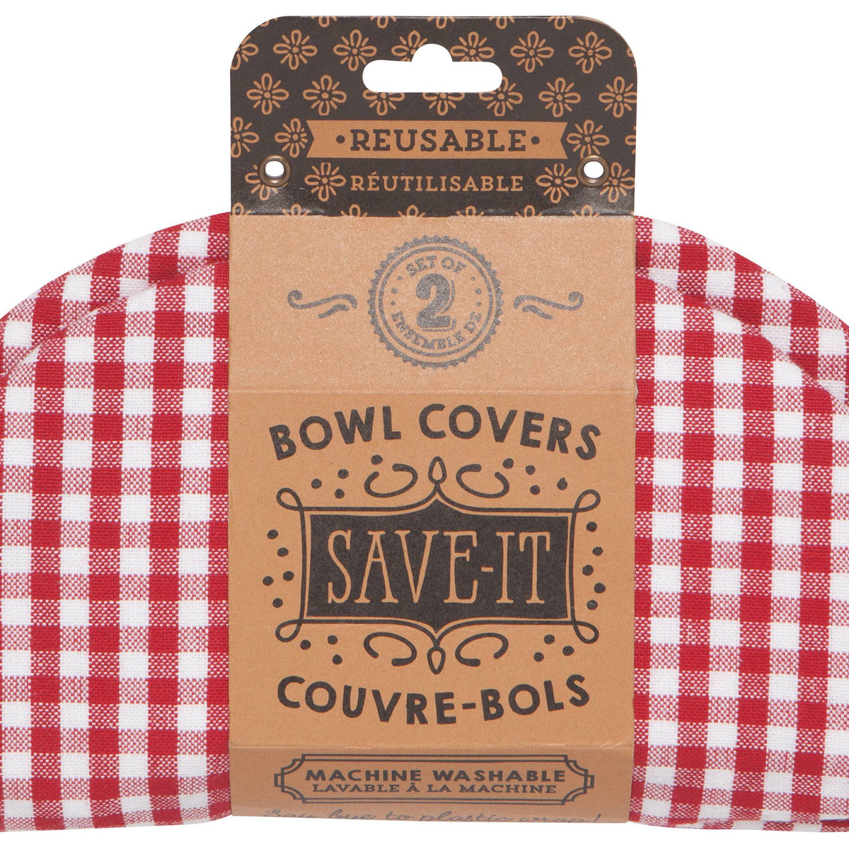 Red Gingham Bowl Covers | Set of 2