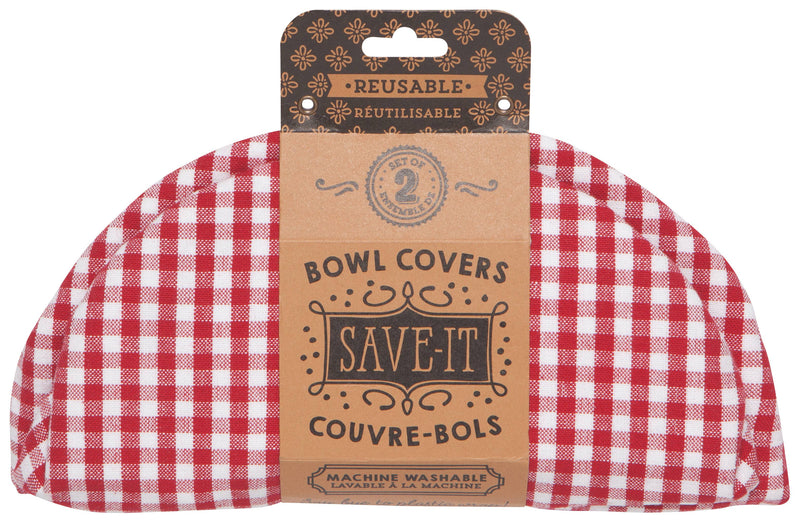 Red Gingham Bowl Covers | Set of 2