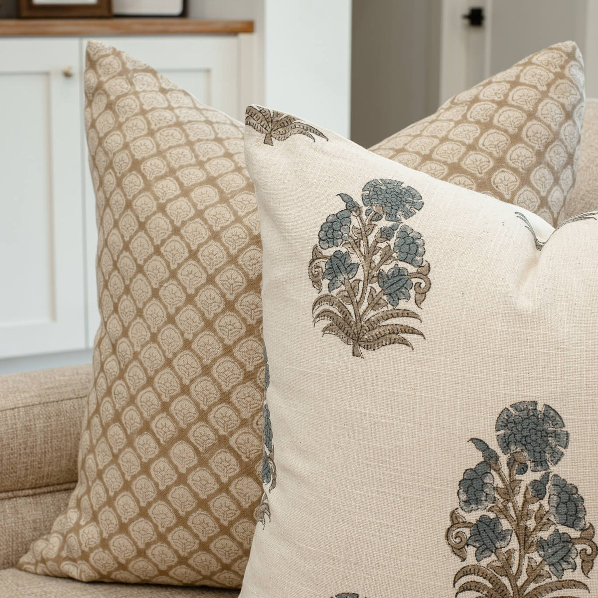 Etta Floral Block Printed Pillow Cover