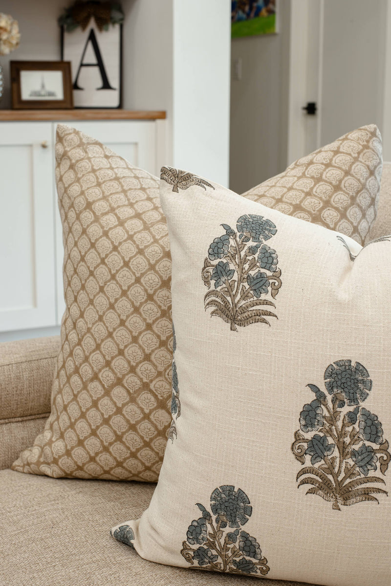 Etta Floral Block Printed Pillow Cover