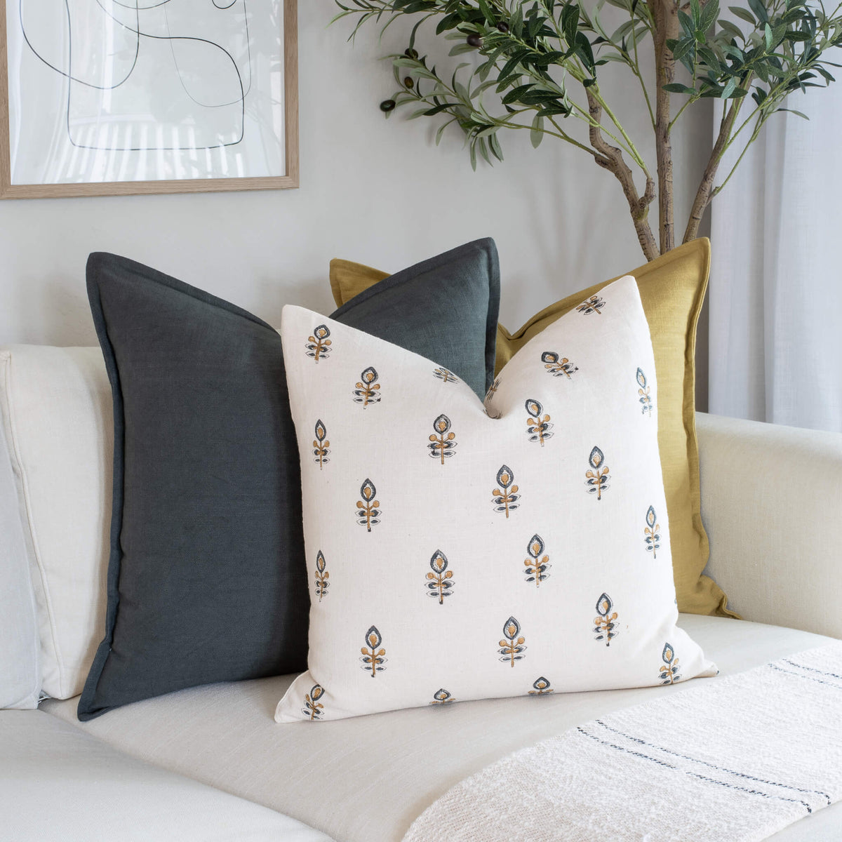 Marla Floral Block Printed Pillow Cover