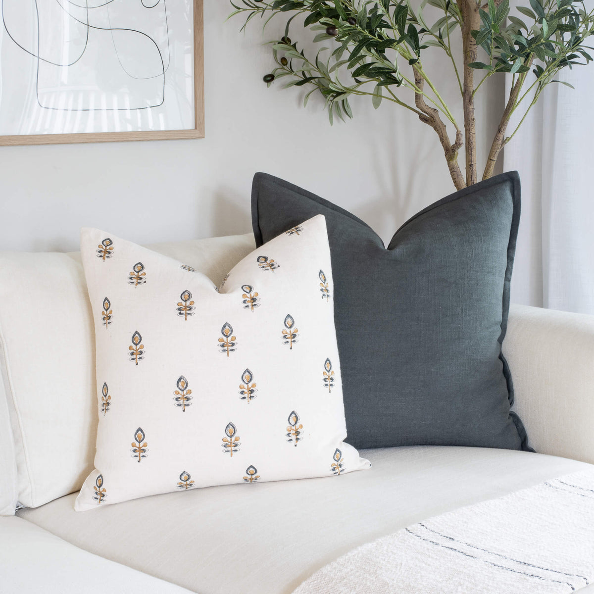 Marla Floral Block Printed Pillow Cover