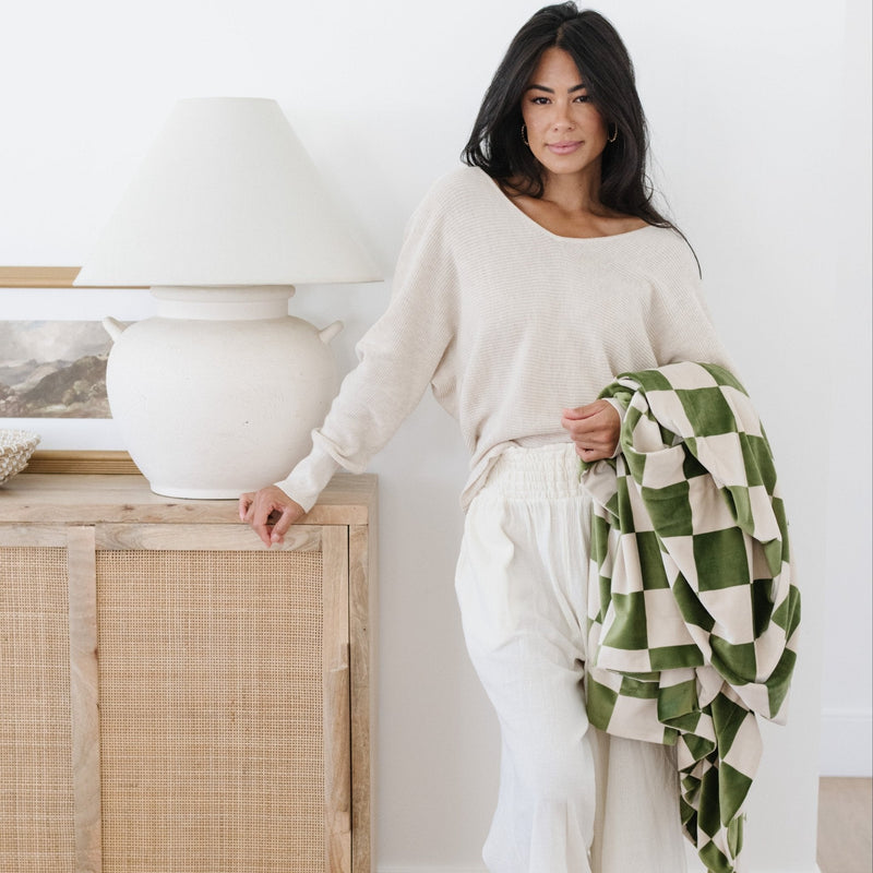 Minky Stretch Throw Blanket