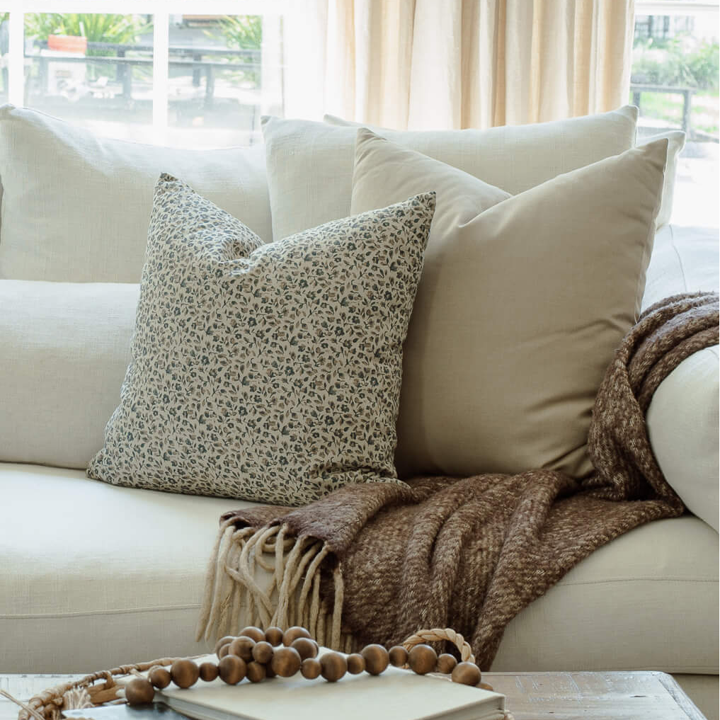 Adeline Blue Floral Pillow Cover