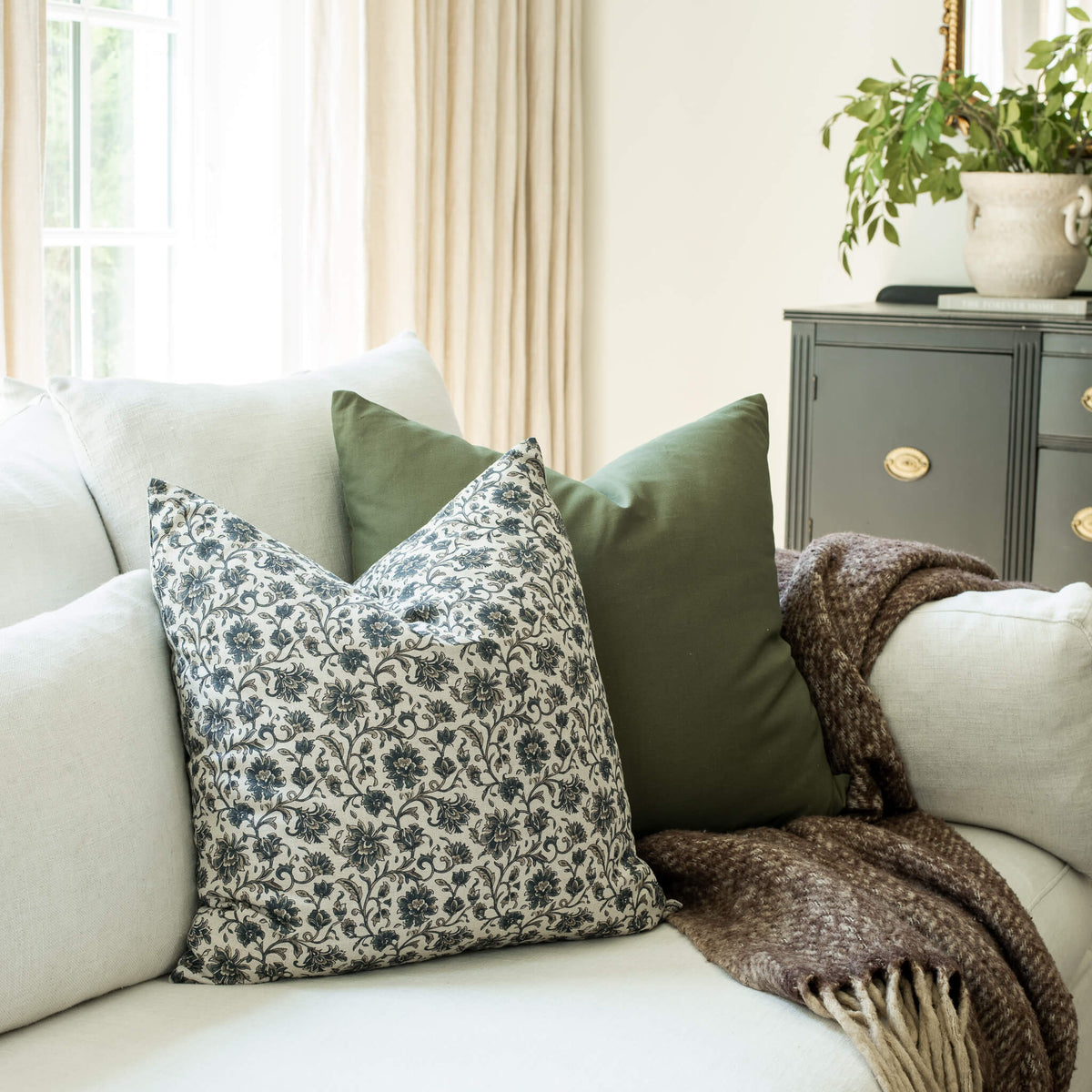 Celine Blue Floral Pillow Cover