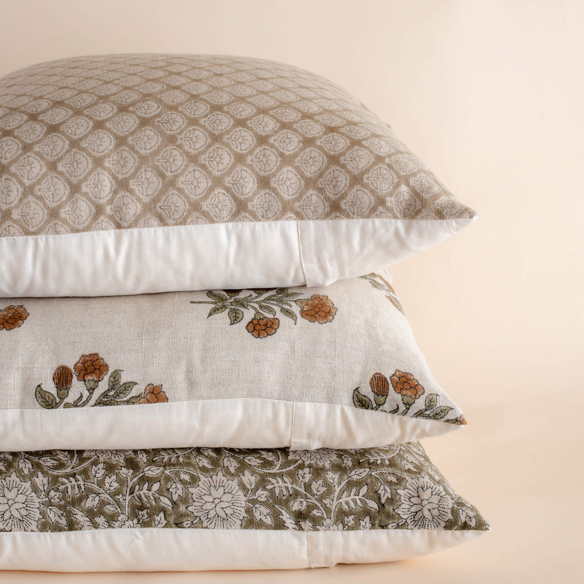 Leila Floral Block Printed Pillow Cover