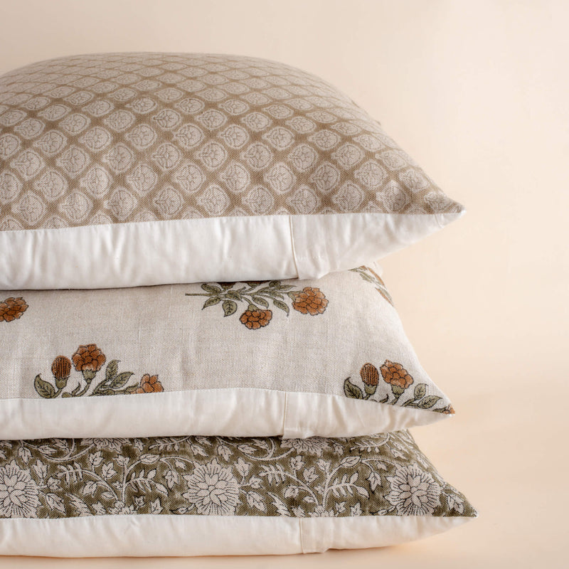Leila Floral Block Printed Pillow Cover