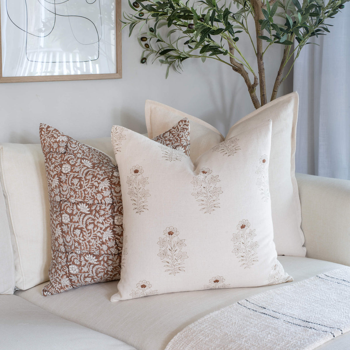 Nina Floral Block Printed Pillow Cover