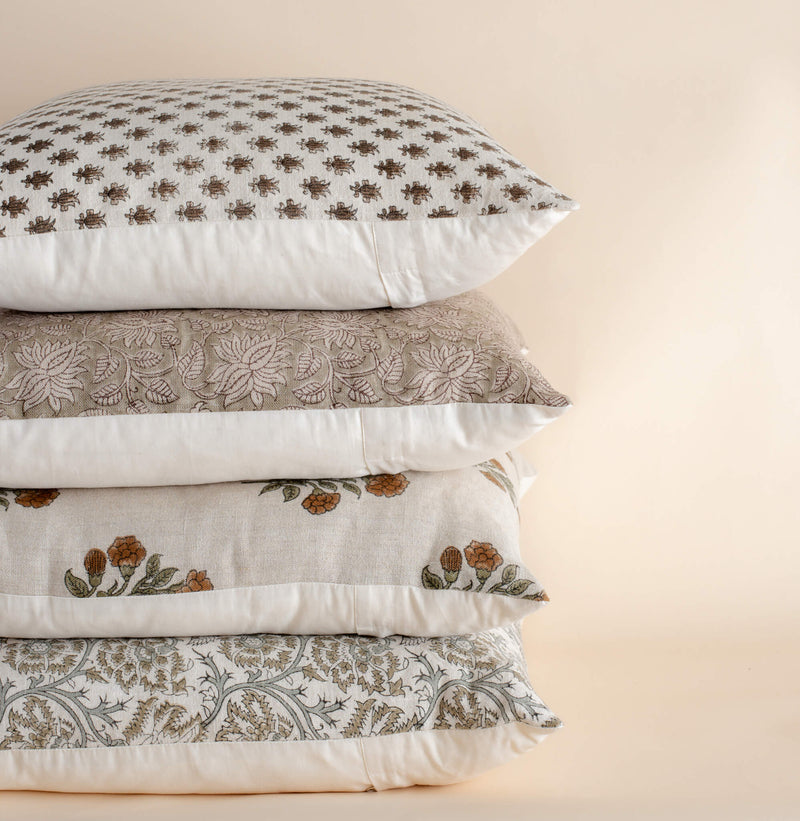 Cora Floral Block Printed Pillow Cover