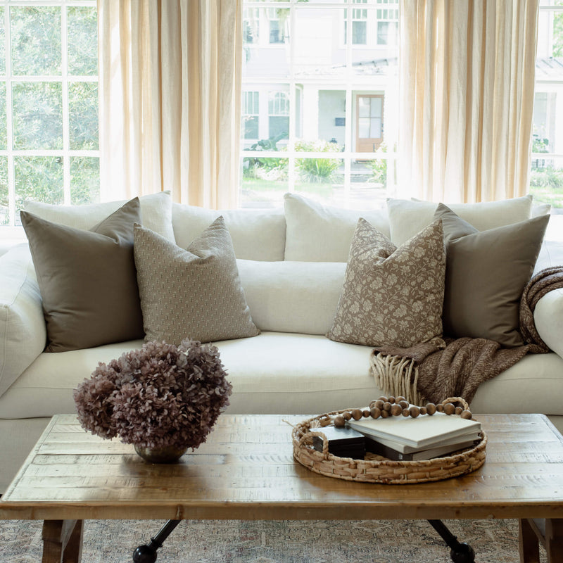 Clara Taupe Floral Pillow Cover
