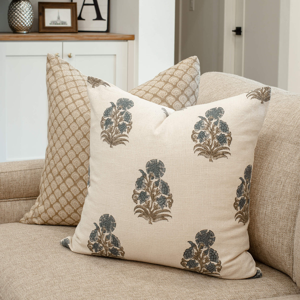 Etta Floral Block Printed Pillow Cover
