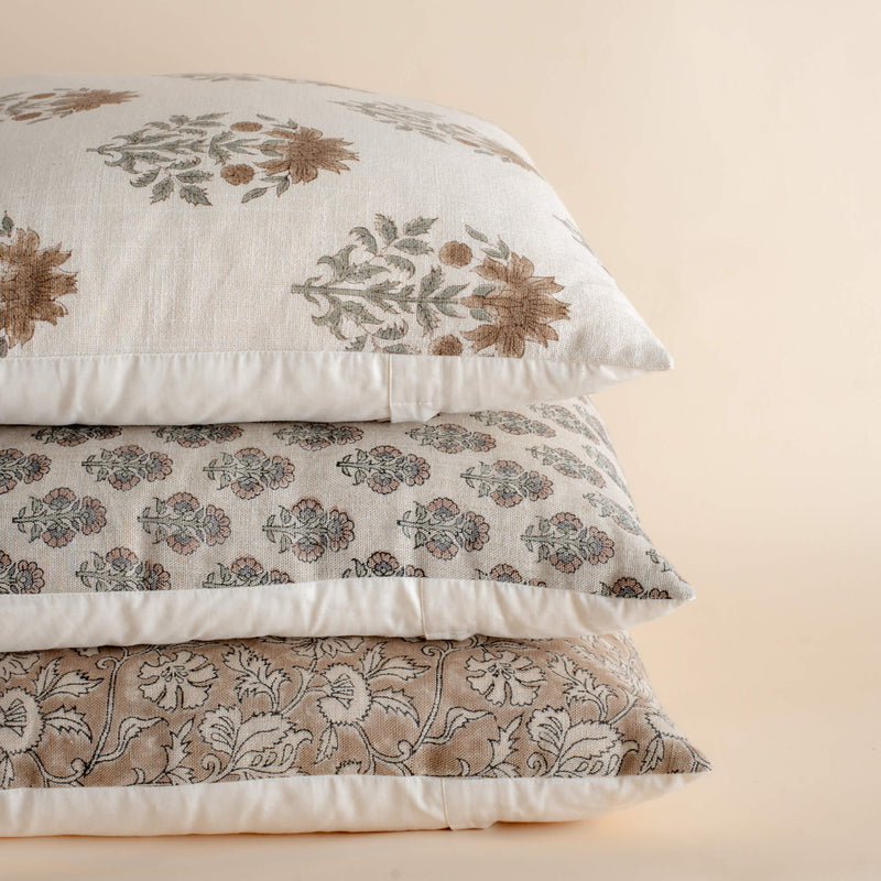 Calla Floral Block Printed Pillow Cover