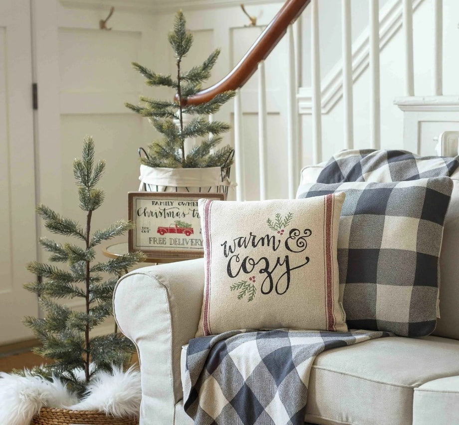 Farmhouse Christmas Throw Pillows on a Budget - Southern Made Simple