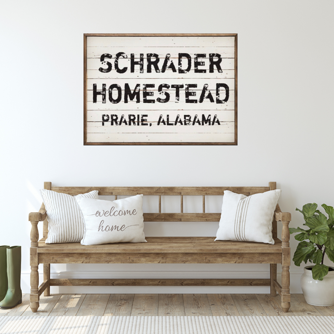 Personalized Homestead Sign - Whitewash