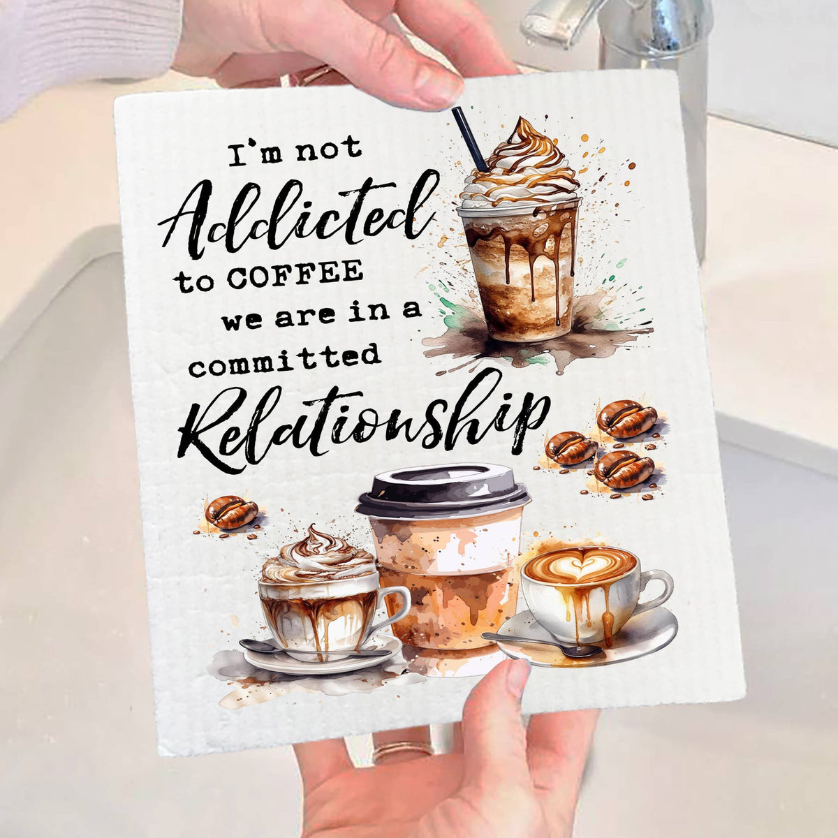 Addicted to Coffee Swedish Dish Cloth