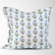 Amalthea Linen Block Print Pillow Cover in Blue