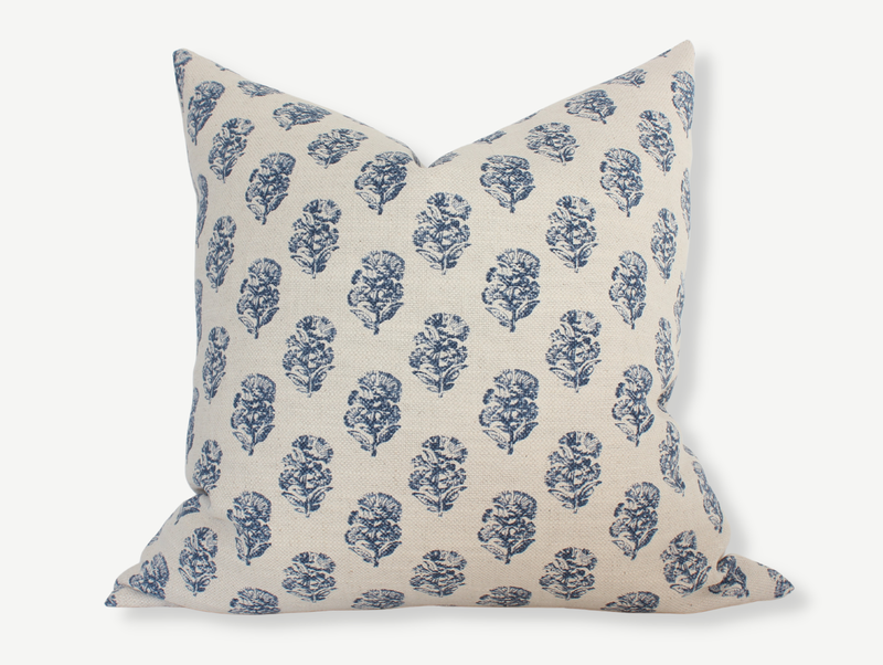 Coastal Blue Floral Pillow