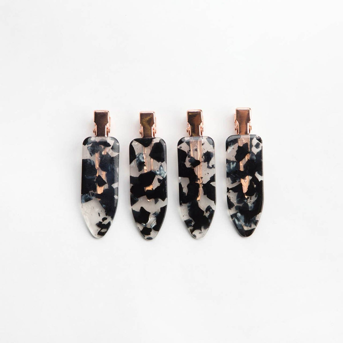 Kitsch Creaseless Clips 4pc Set - Black Terrazzo